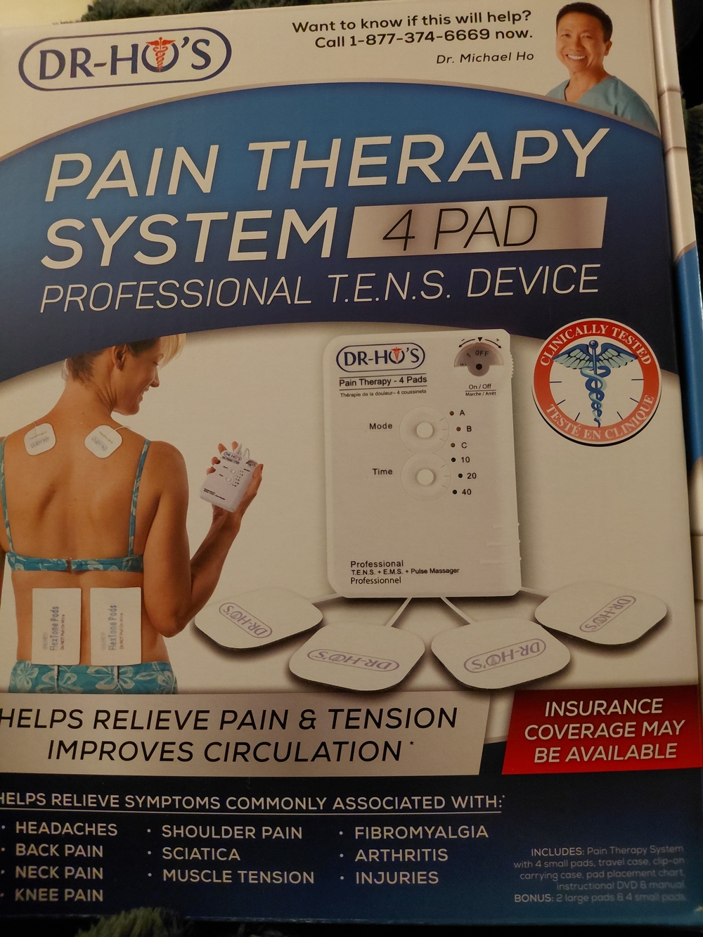 Dr. Ho's Pain Therapy System 4 Pad Professional T.E.N.S Device